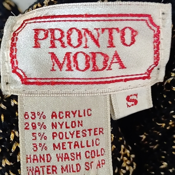 Vintage Pronto Moda Black Gold Turtle Neck Sweater Size S - Picture 8 of 8